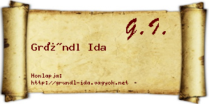 Gründl Ida névjegykártya